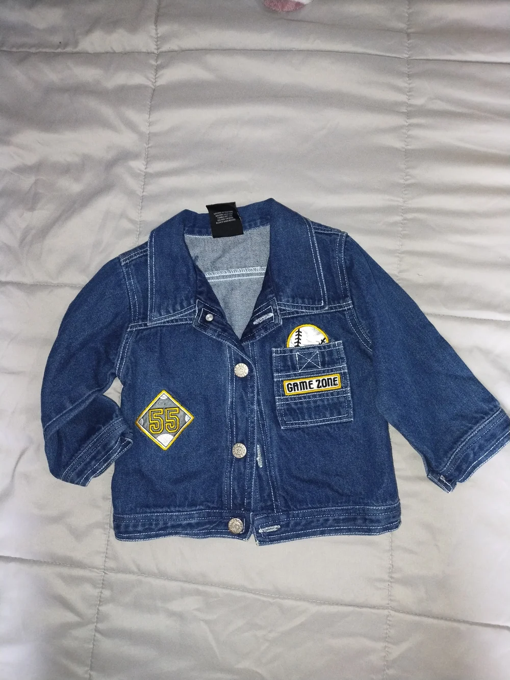 Kids Blue Denim Jacket with Game Zone & 55 Patch